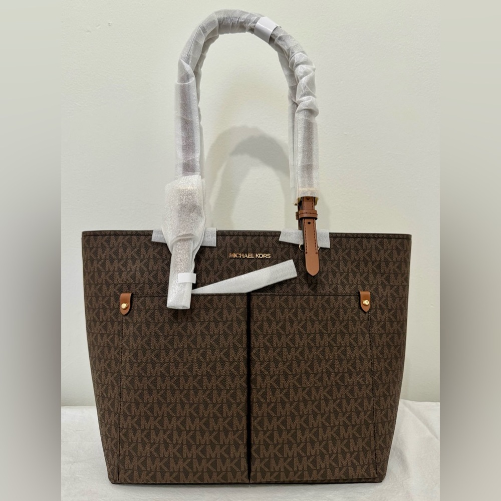 MICHAEL KORS JET SET TRAVEL MEDIUM DOUBLE POCKET TOTE SHOULDER BAG MK